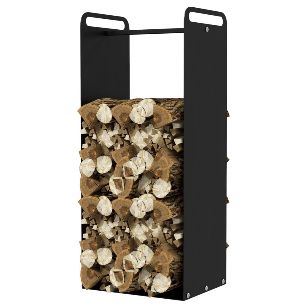 Kaminholzregal 36x30x90 cm für Outdoor & Indoor, bis 30 kg belastbar, Schwarz.