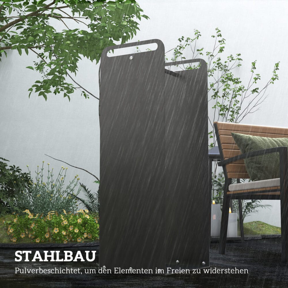 Kaminholzregal 36x30x90 cm für Outdoor & Indoor, bis 30 kg belastbar, Schwarz.