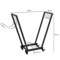 Kaminholzregal 79x30x81 cm, mit Rollen und Zubehör, schwarz pulverbeschichtet.