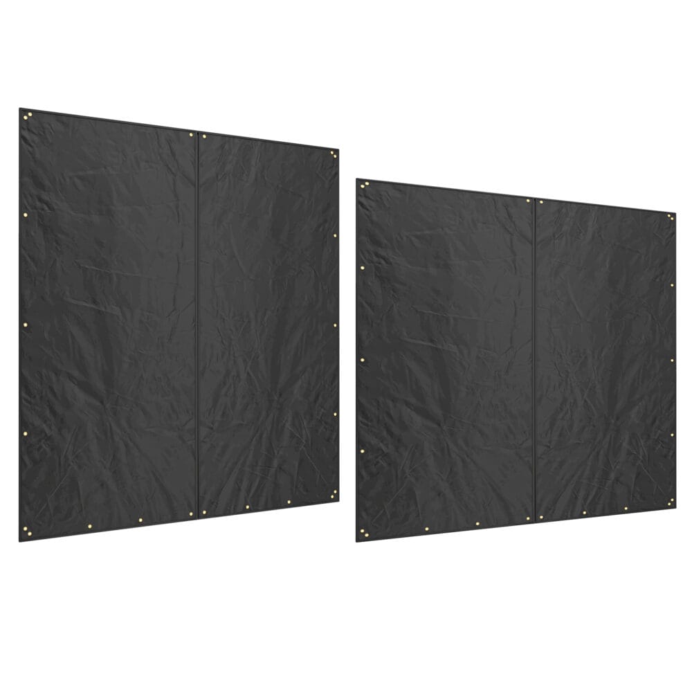 Kaminholzregal-Abdeckung im 2er-Set, wasserdicht mit UV-Schutz, Schwarz.