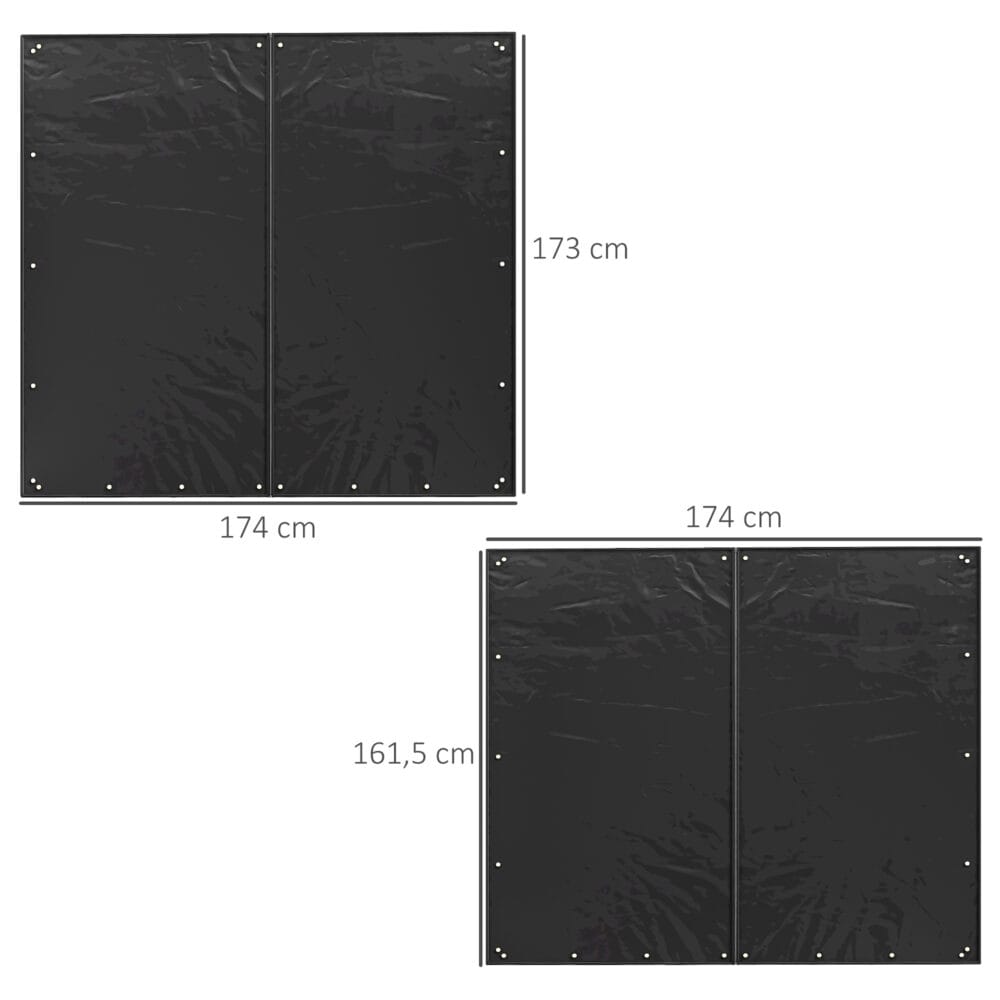 Kaminholzregal-Abdeckung im 2er-Set, wasserdicht mit UV-Schutz, Schwarz.
