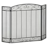Kaminschutzgitter 105x805 cm, klappbar aus stabilem Stahl in Schwarz.