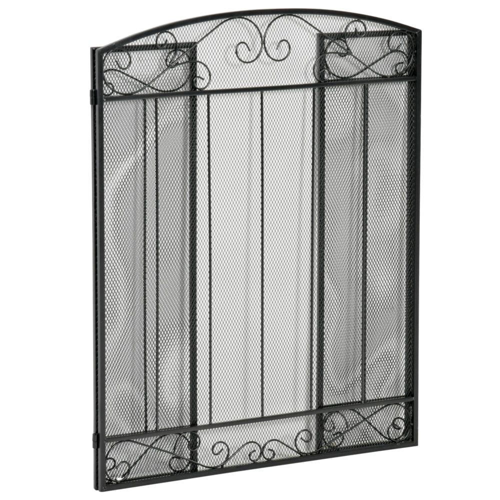 Kaminschutzgitter 105x805 cm, klappbar aus stabilem Stahl in Schwarz.