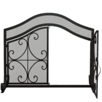 Kaminschutzgitter 105x805 cm mit magnetischen Türen, stabil und schwarz.