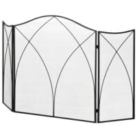 Kaminschutzgitter 126x76 cm, klappbar mit 3 Paneelen in Schwarz.