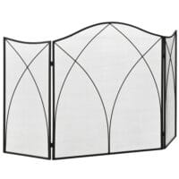 Kaminschutzgitter 126x76 cm, klappbar mit 3 Paneelen in Schwarz.