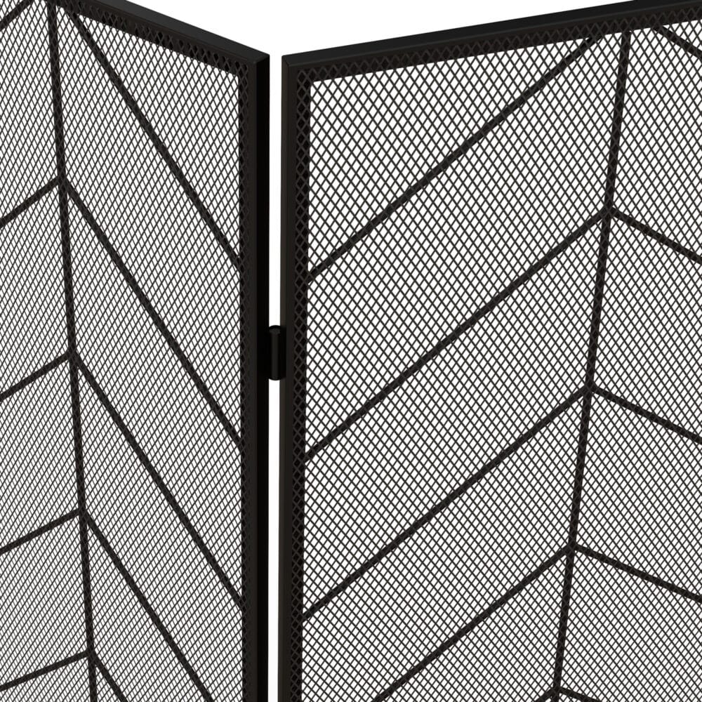 Kaminschutzgitter 135x85 cm, klappbar mit 3 Paneelen in Schwarz.