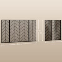 Kaminschutzgitter 135x85 cm, klappbar mit 3 Paneelen in Schwarz.