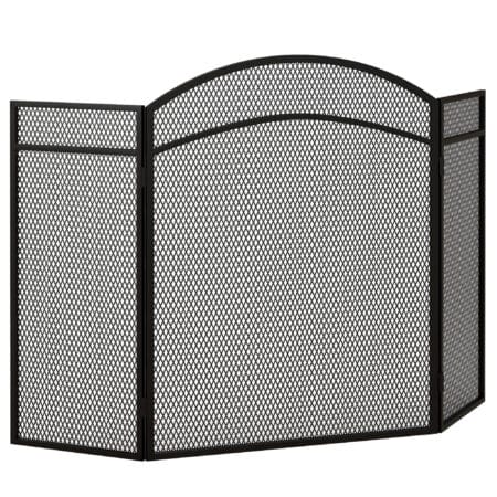 Kaminschutzgitter 96x60 cm, klappbar mit 3 Paneelen in Schwarz.