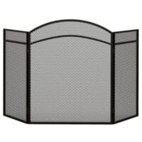 Kaminschutzgitter 96x60 cm, klappbar mit 3 Paneelen in Schwarz.