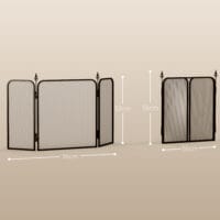 Faltbares Kaminschutzgitter mit 3 Paneelen als Funkenschutz aus Metall in Schwarz.