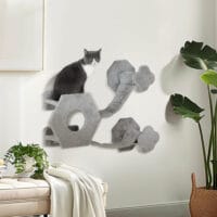 Hellgraue Katzen Kletterwand inklusive Katzenhaus.