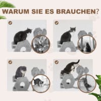 Hellgraue Katzen Kletterwand inklusive Katzenhaus.