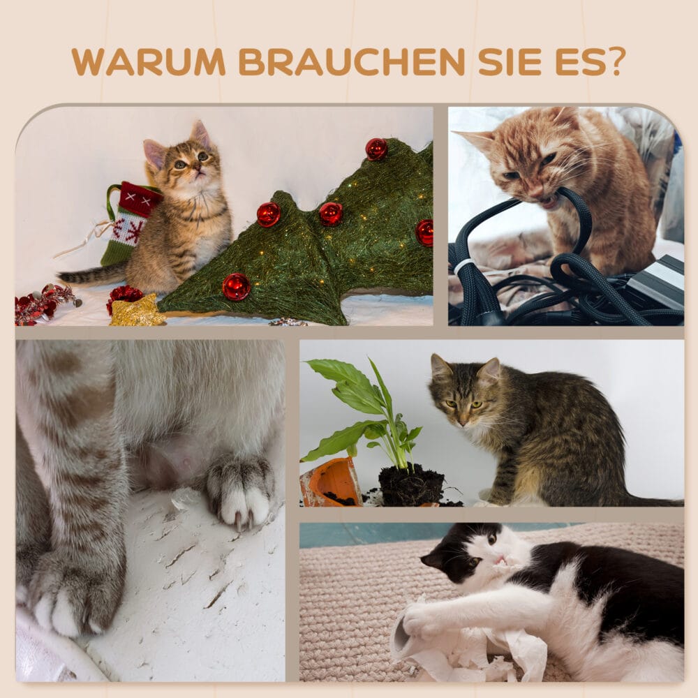 Naturholz 3-teiliges Katzen Kletterwand Set mit Kratzbaum, modular und erweiterbar für individuelle Kletterlandschaften.