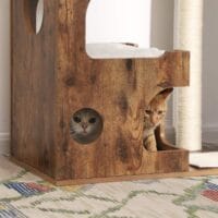 Katzenbaum Kratzbaum mit 3 Betten und Höhle, Sisalseil, 86cm, rustikales Braun