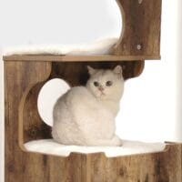 Katzenbaum Kratzbaum mit 3 Betten und Höhle, Sisalseil, 86cm, rustikales Braun