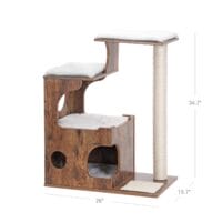 Katzenbaum Kratzbaum mit 3 Betten und Höhle, Sisalseil, 86cm, rustikales Braun