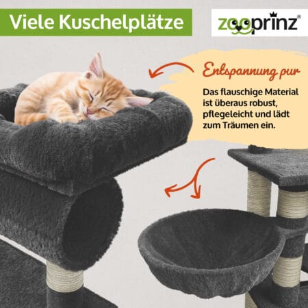 Großer Katzenbaum Emelly in Dunkelgrau, stabil für Katzen.