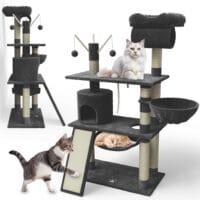 Großer Katzenbaum Emelly in Dunkelgrau, stabil für Katzen.