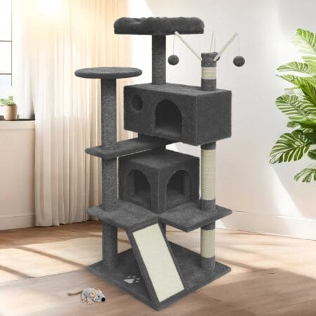 Moderner Katzenbaum Kätty in Dunkelgrau für Kletterspaß.