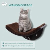 Braunes Katzenbett zur Wandmontage, Masse 41x28x21cm, bietet Ihrer Katze einen erhöhten und sicheren Schlafplatz.