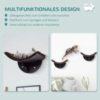 Braunes Katzenbett zur Wandmontage, Masse 41x28x21cm, bietet Ihrer Katze einen erhöhten und sicheren Schlafplatz.