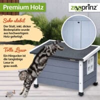 Elegantes Katzenhaus Fontana in Grau-Weiß für den Außenbereich.
