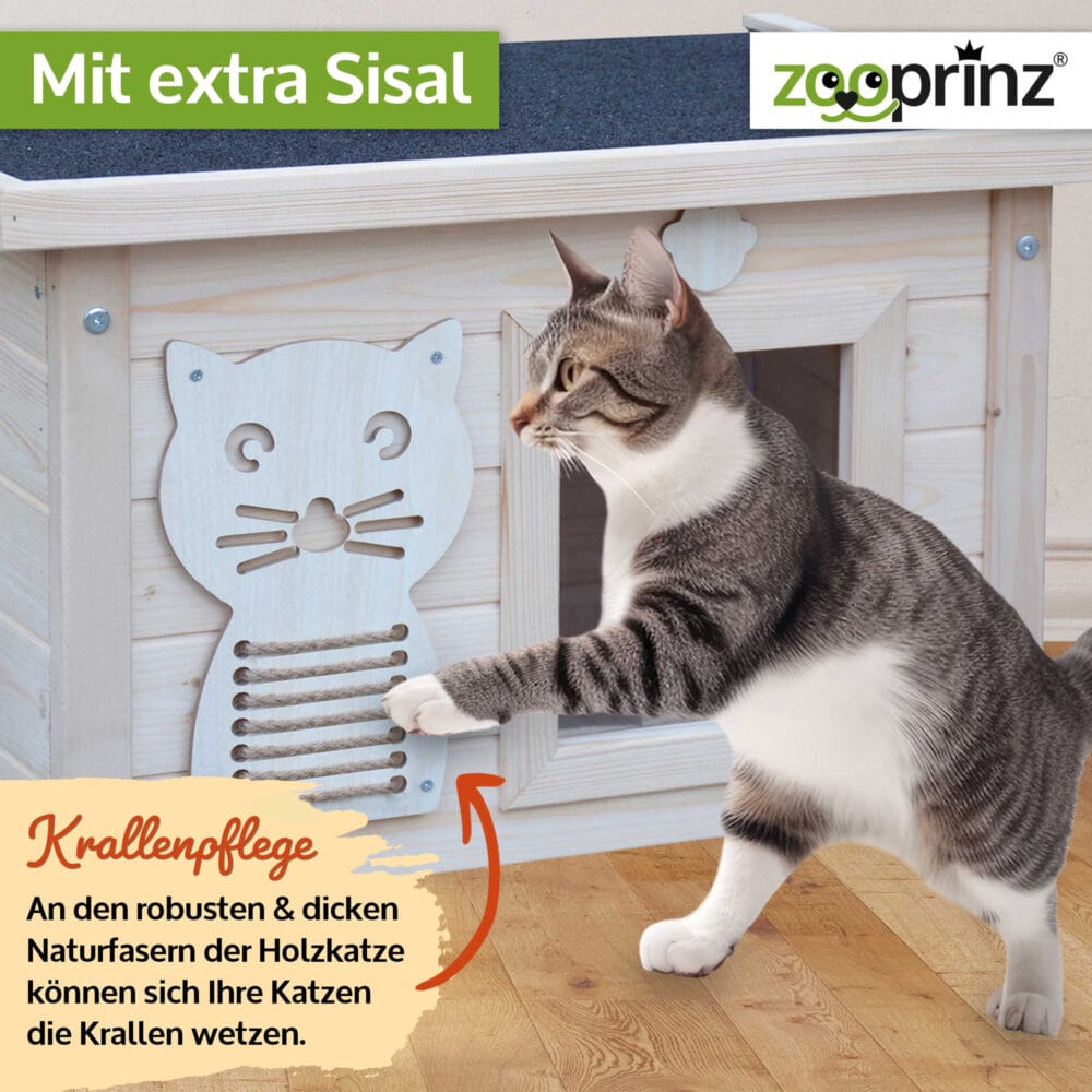 Katzenhaus Fontana aus Naturholz, gemütlicher Rückzugsort.
