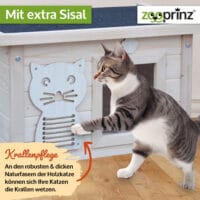 Katzenhaus Fontana aus Naturholz, gemütlicher Rückzugsort.