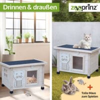 Katzenhaus Fontana aus Naturholz, gemütlicher Rückzugsort.