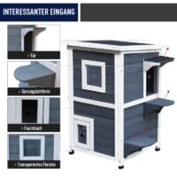 Katzenhaus Katzenvilla Outdoor Katzenhütte 2-Etagen