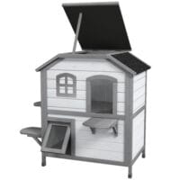 Weisses Outdoor-Katzenhaus aus Holz, Masse 78x55.5x91cm, bietet Schutz und Komfort im Freien.