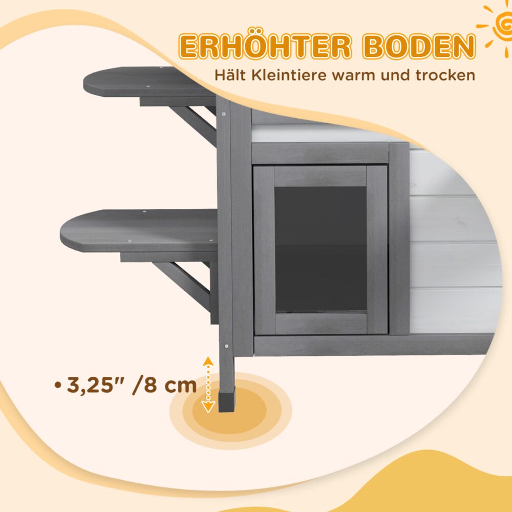 Weisses Outdoor-Katzenhaus aus Holz, Masse 78x55.5x91cm, bietet Schutz und Komfort im Freien.