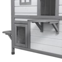 Weisses Outdoor-Katzenhaus aus Holz, Masse 78x55.5x91cm, bietet Schutz und Komfort im Freien.