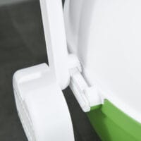 Grün-weisses Katzenklo mit Deckel, ideal für den Innenbereich, sorgt für hygienische Sauberkeit.