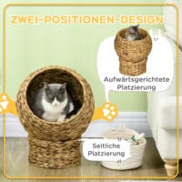 Brauner Katzenkorb mit Kissen, Masse 42x33x52cm, ein gemütlicher und praktischer Schlafplatz für Katzen.