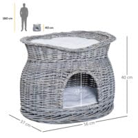 Grauer Katzenkorb mit Kissen, ein schlichter und bequemer Rückzugsort für Ihre Katze.