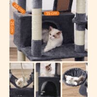Katzenkratzbaum Katzenbaum Plattform Höhlen Plüsch Rauchgrau