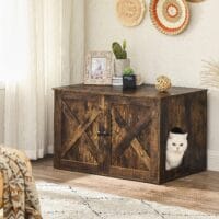 Brauner Katzenschrank im Vintage Design, Holz, für Katzentoilette