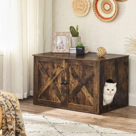 Brauner Katzenschrank im Vintage Design, Holz, für Katzentoilette