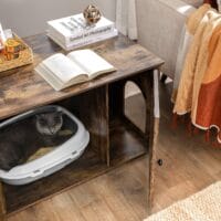 Brauner Katzenschrank im Vintage Design, Holz, für Katzentoilette