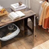 Brauner Katzenschrank im Vintage Design, Holz, für Katzentoilette