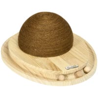 Naturfarbenes 2-in-1 Katzenspielzeug mit Kratzbrett und Kugelbahn.