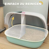 Grüne Katzentoilette mit Deckel und Sieb, für Katzen bis 3.5kg.