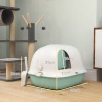 Grüne Katzentoilette mit Deckel und Sieb, für Katzen bis 3.5kg.