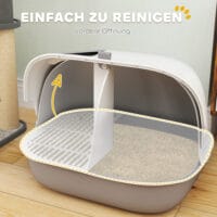 Hellgraue Katzentoilette mit Deckel und Sieb, für Katzen bis 3.5kg.