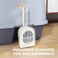 Violette Katzentoilette mit Deckel und Sieb, für Katzen bis 3.5kg.