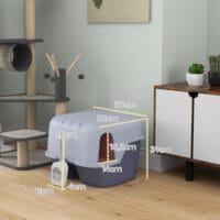 Violette Katzentoilette mit Deckel und Sieb, für Katzen bis 3.5kg.