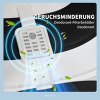 Weiss-schwarze Katzentoilette mit Deodorant, Masse 52x41x38cm, sorgt für frische Luft und Sauberkeit.