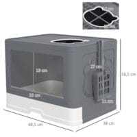 Graue Katzentoilette aus Kunststoff, 48.5x38x36.5cm gross, für Katzen bis 4kg.